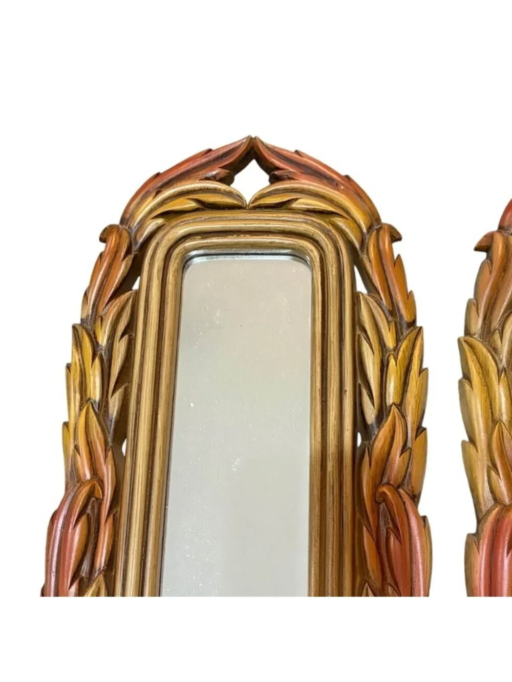 Vintage 80s Burwood Homco Brown Leaf Mirrored Wall Sconce Candle Holder